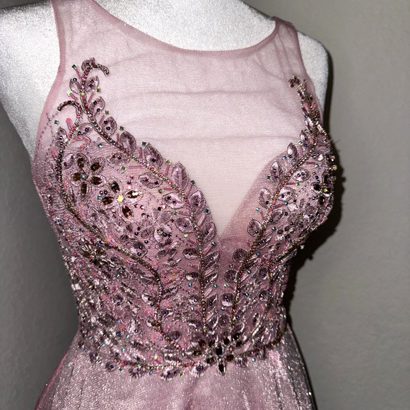 WHITE by SOIEBLU Homecoming Prom Quinceanera Dress Pink Iridescent Size Small - Picture 5 of 11